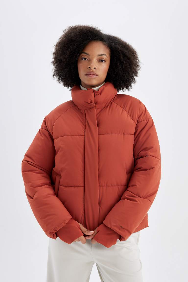 Defactofit Su Geçirmez Regular Fit Dik Yaka Reglan Kol Kışlık Şişme Mont
