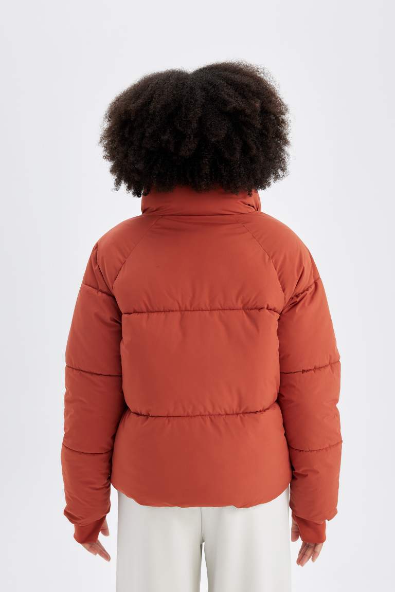 Defactofit Su Geçirmez Regular Fit Dik Yaka Reglan Kol Kışlık Şişme Mont