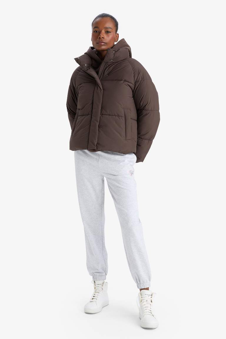 DeFactoFit Rüzgar Geçirmez Su Geçirmez Regular Fit Fermuarlı Çıtçıtlı Şişme Mont