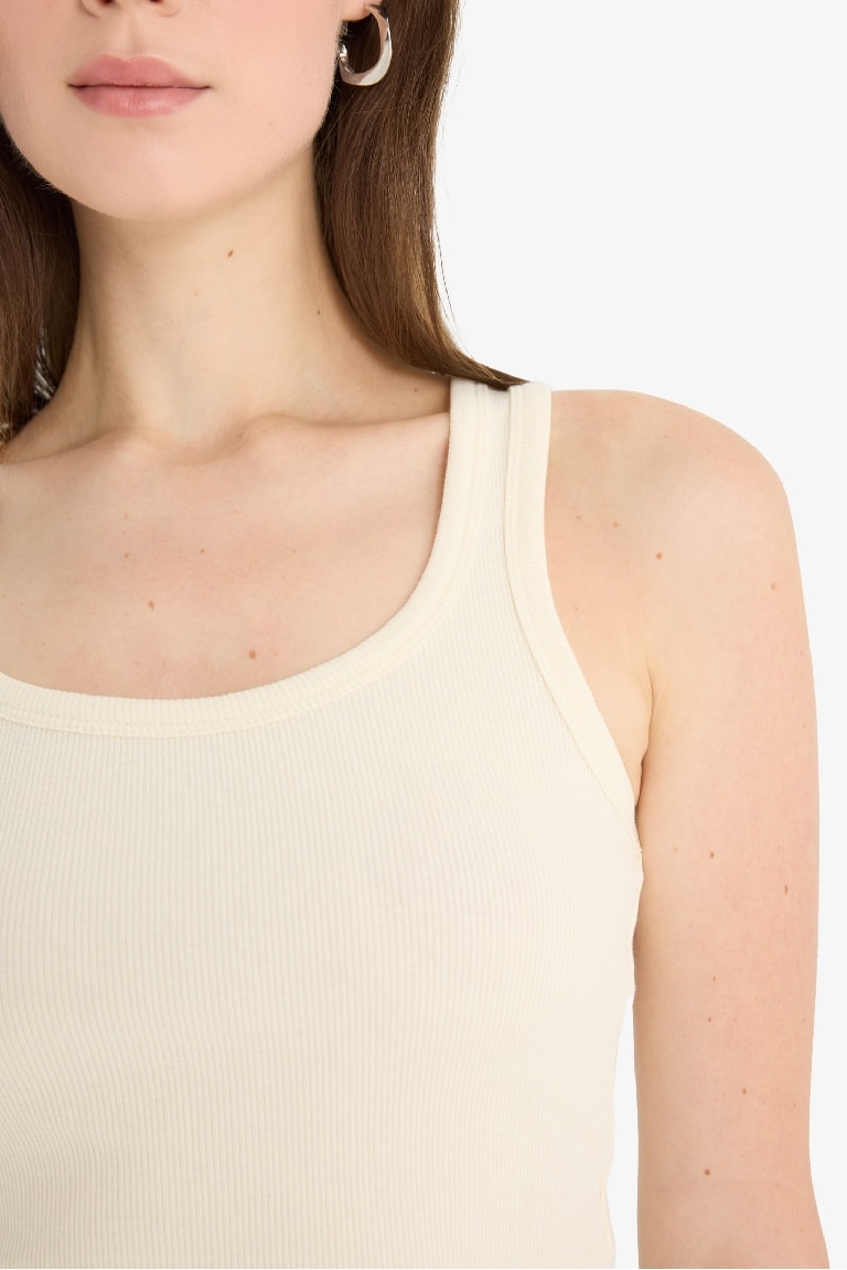 Fitted U Yaka Basic Düz Fitilli Kaşkorse Atlet