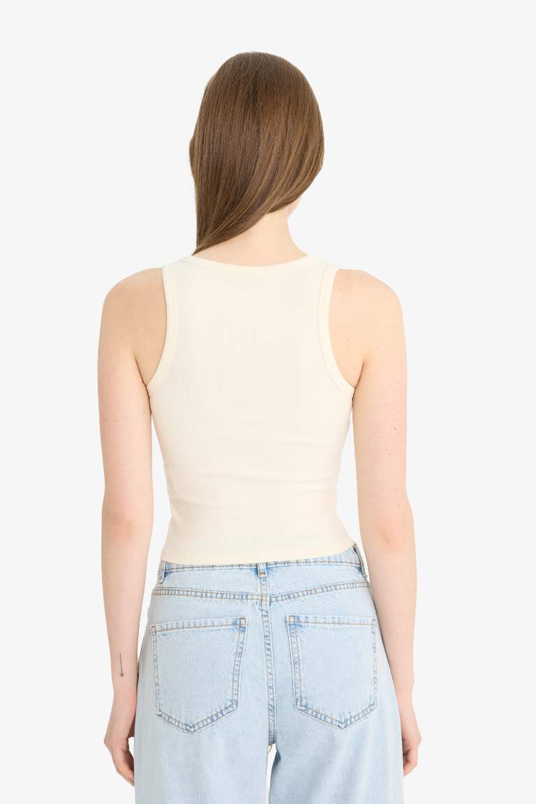 Fitted U Yaka Basic Düz Fitilli Kaşkorse Atlet
