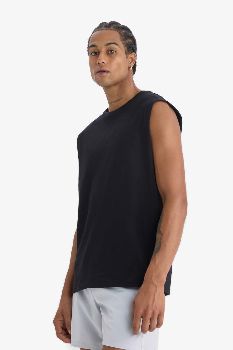 DeFactoFit Boxy Fit Bisiklet Yaka Basic Düz Sporcu Atlet
