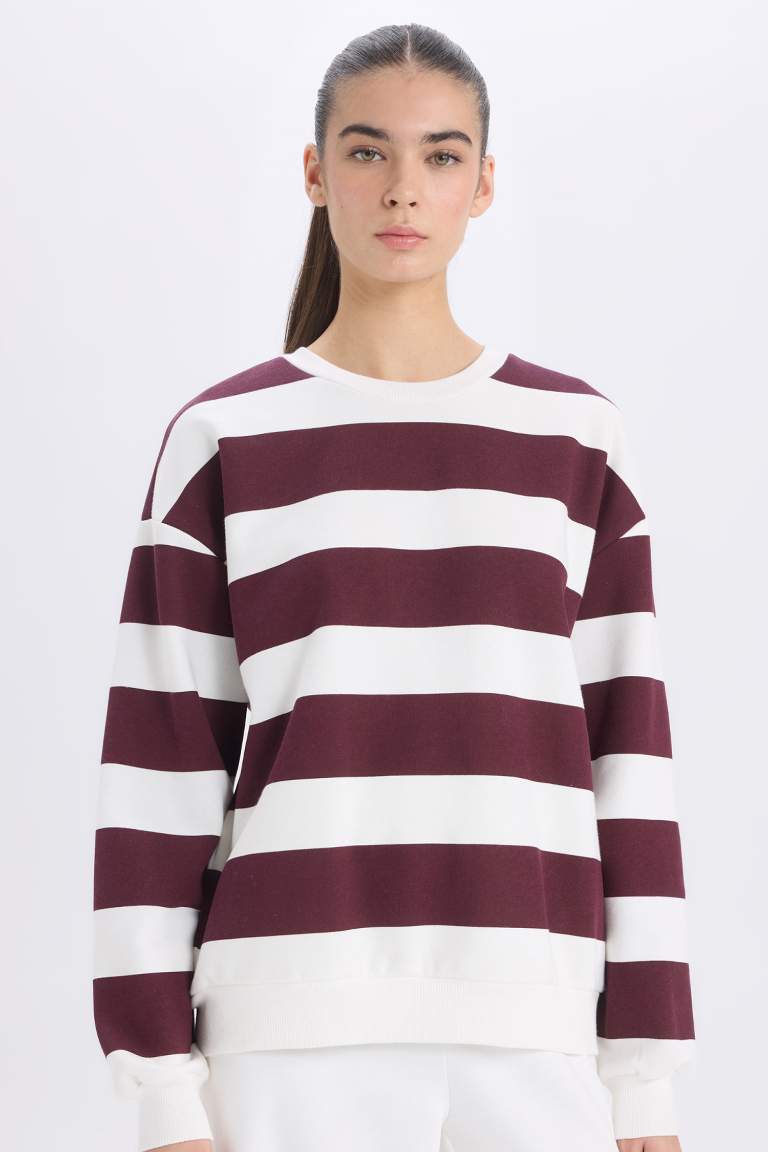 Relax Fit Striped Long Sleeve Sweatshirt