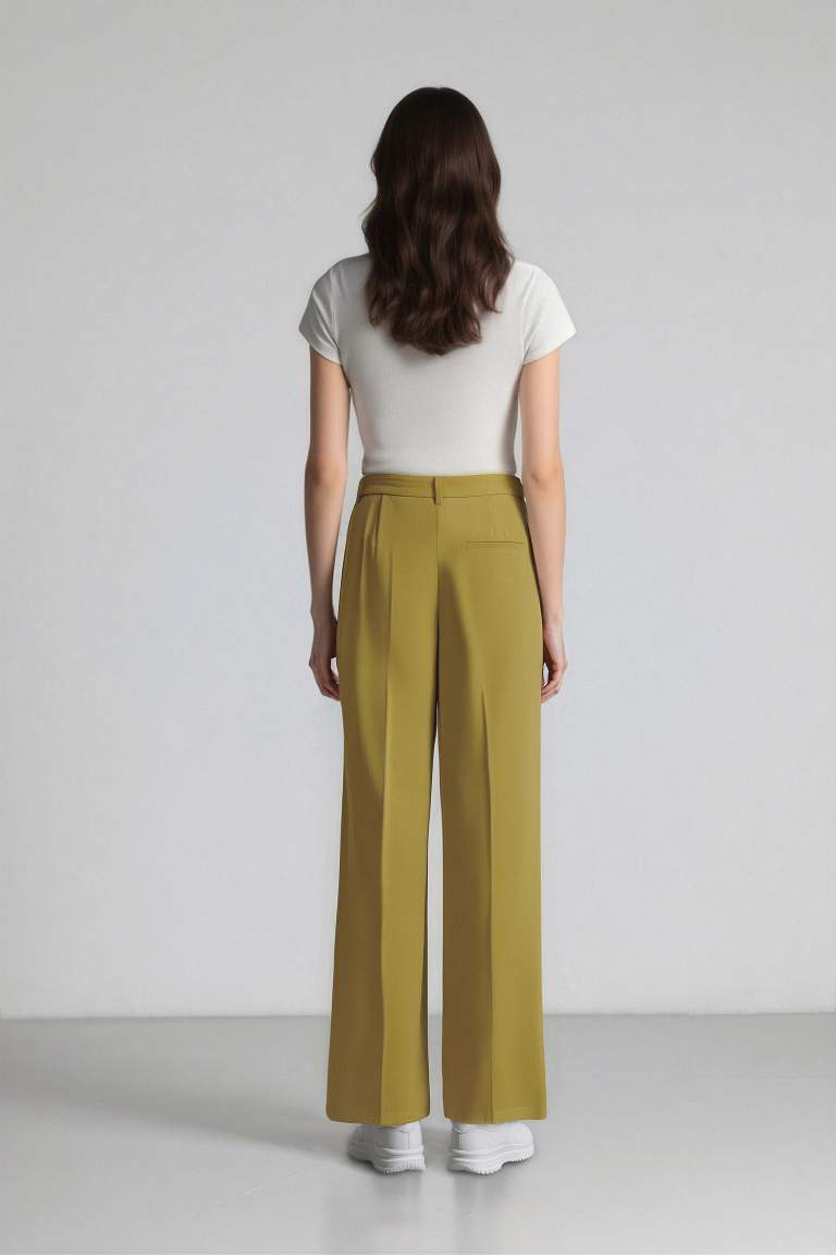 High Waist Wide Leg Linen Blend Palazzo Trousers