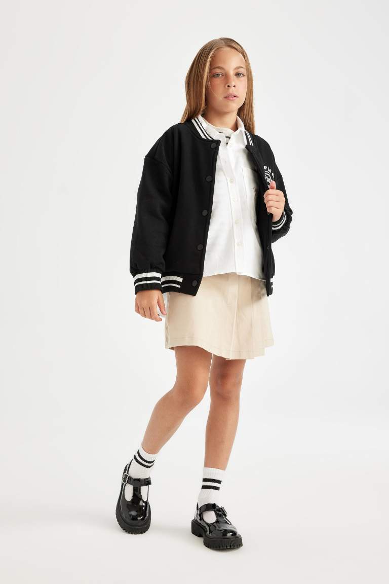 Girl Gabardine Pleated Shorts School Skirt