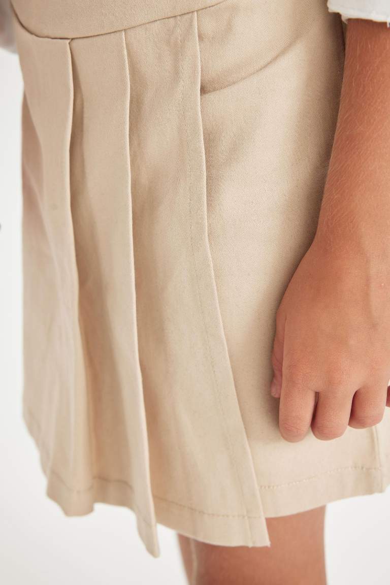 Girl Gabardine Pleated Shorts School Skirt
