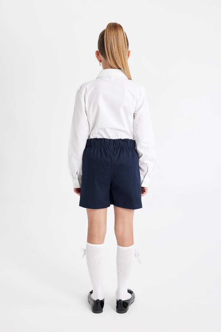 Girl Navy Gabardine Pleated School Skirt