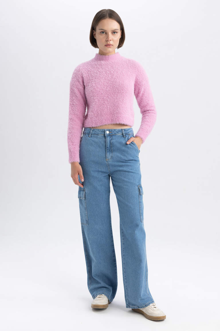 Pink WOMAN Regular Fit Half Turtleneck Knitwear Pullover 2818268 | DeFacto