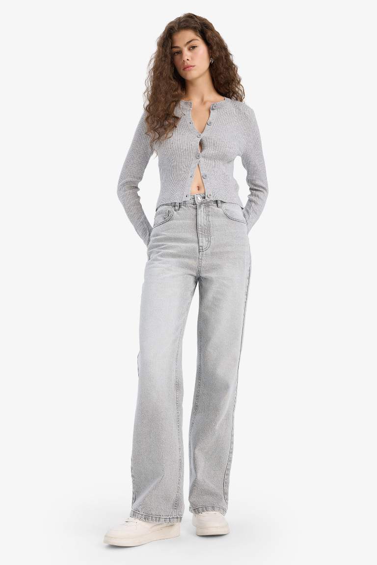 Regular Fit Bisiklet Yaka Triko Hırka