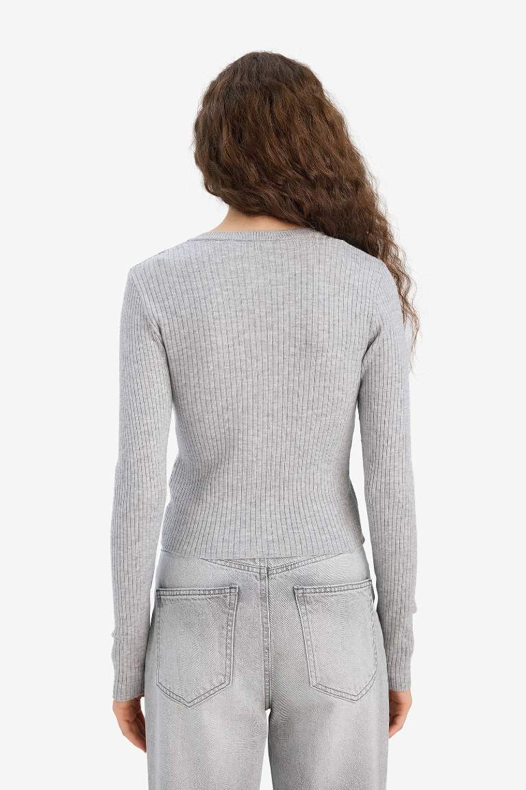 Regular Fit Bisiklet Yaka Triko Hırka