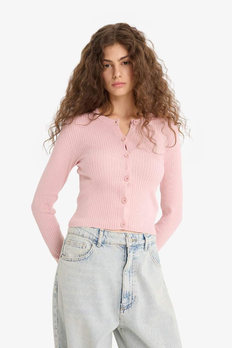 Regular Fit Bisiklet Yaka Triko Hırka