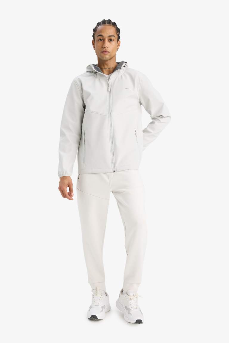 DeFactoFit Su İtici Regular Fit Kapüşonlu Fermuarlı Softshell Yağmurluk