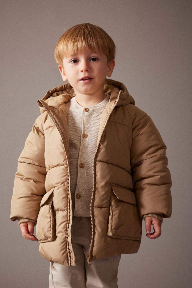 Baby Boy Hooded Fleece Lined Puffer Jacket