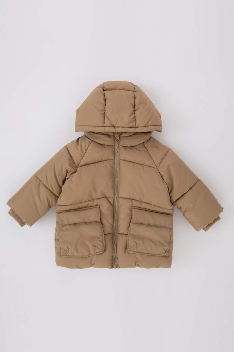 Baby Boy Hooded Fleece Lined Puffer Jacket