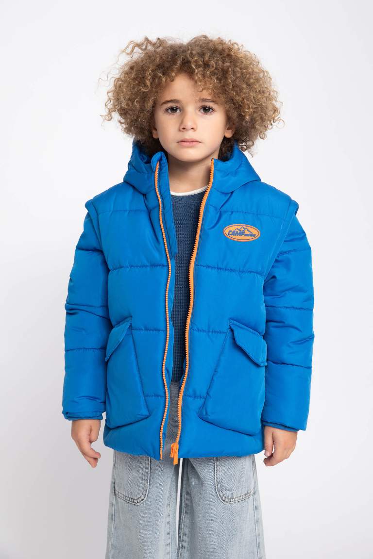 Boy Detachable Hooded Waterproof Puffer Jacket