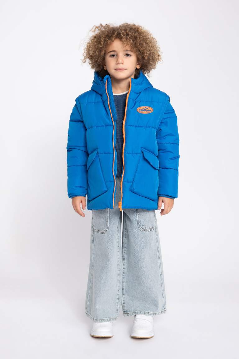 Boy Detachable Hooded Waterproof Puffer Jacket