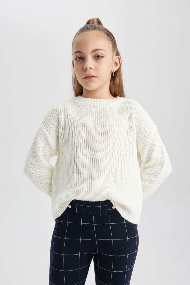 Pull Coupe Régulière Col Rond Pour Fille