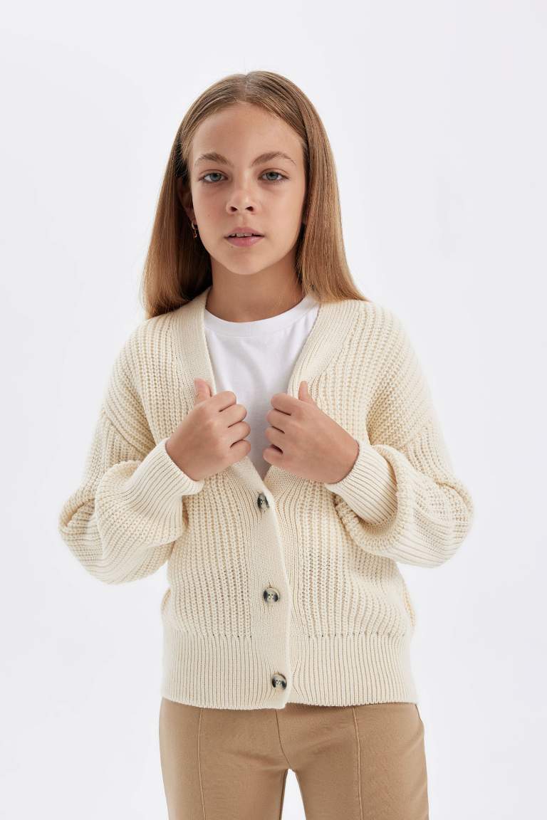 Girl V Neck Cardigan