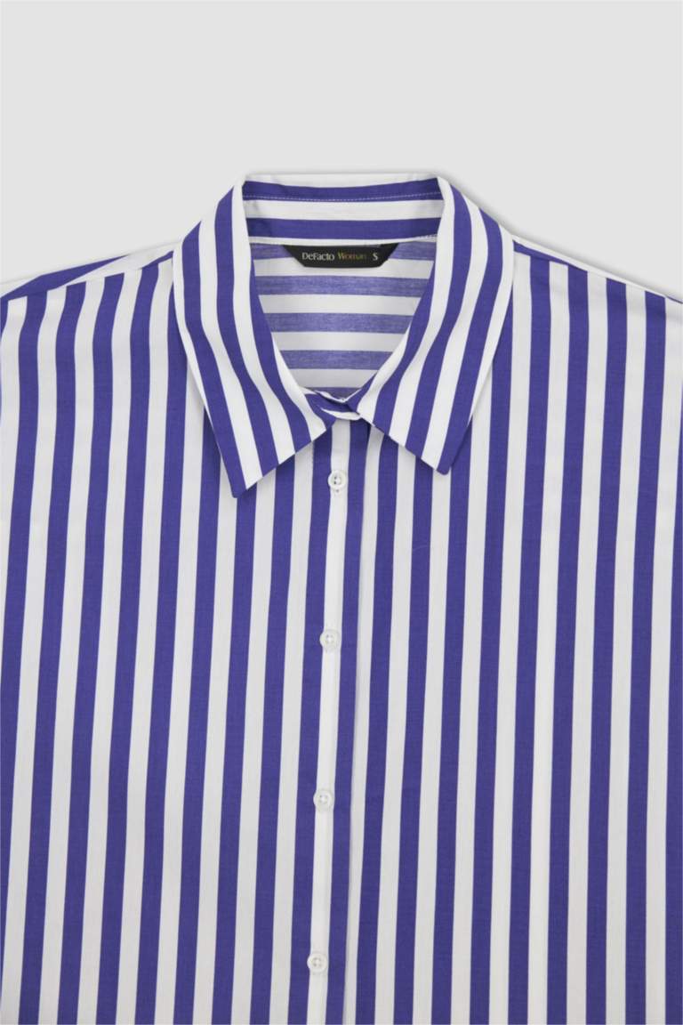 Tommy Jeans - Chemise Manches Longues A Rayures Essential Stripe 5400 Blanc Casse Bleu 345477