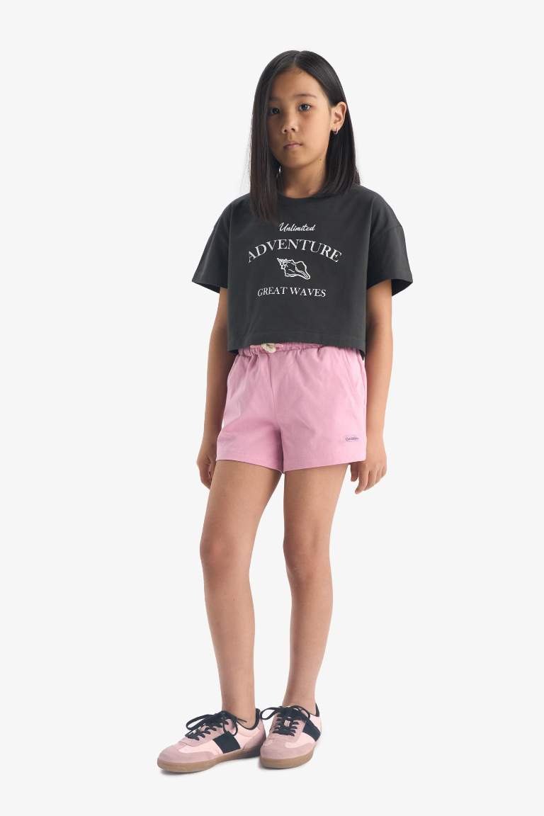 Girl Elastic Waist Printed Shorts