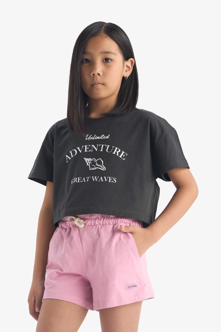Girl Elastic Waist Printed Shorts
