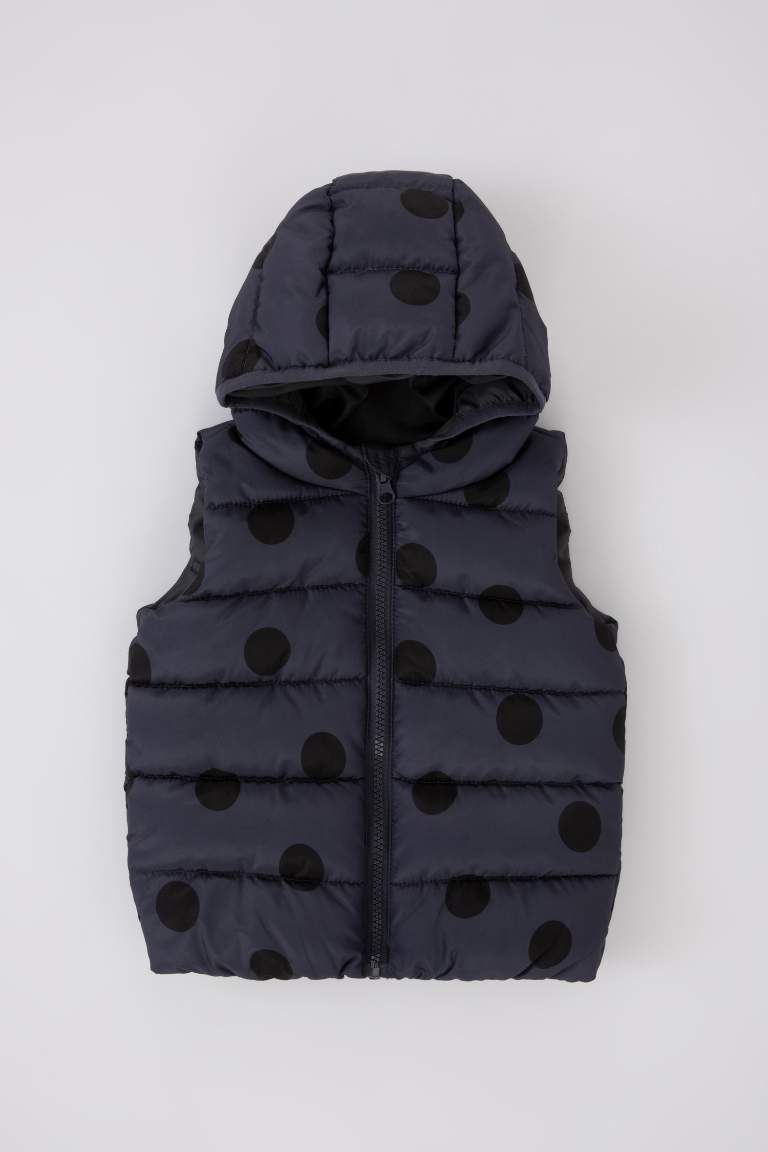 Baby Girl Hooded Patterned Puffer Vest