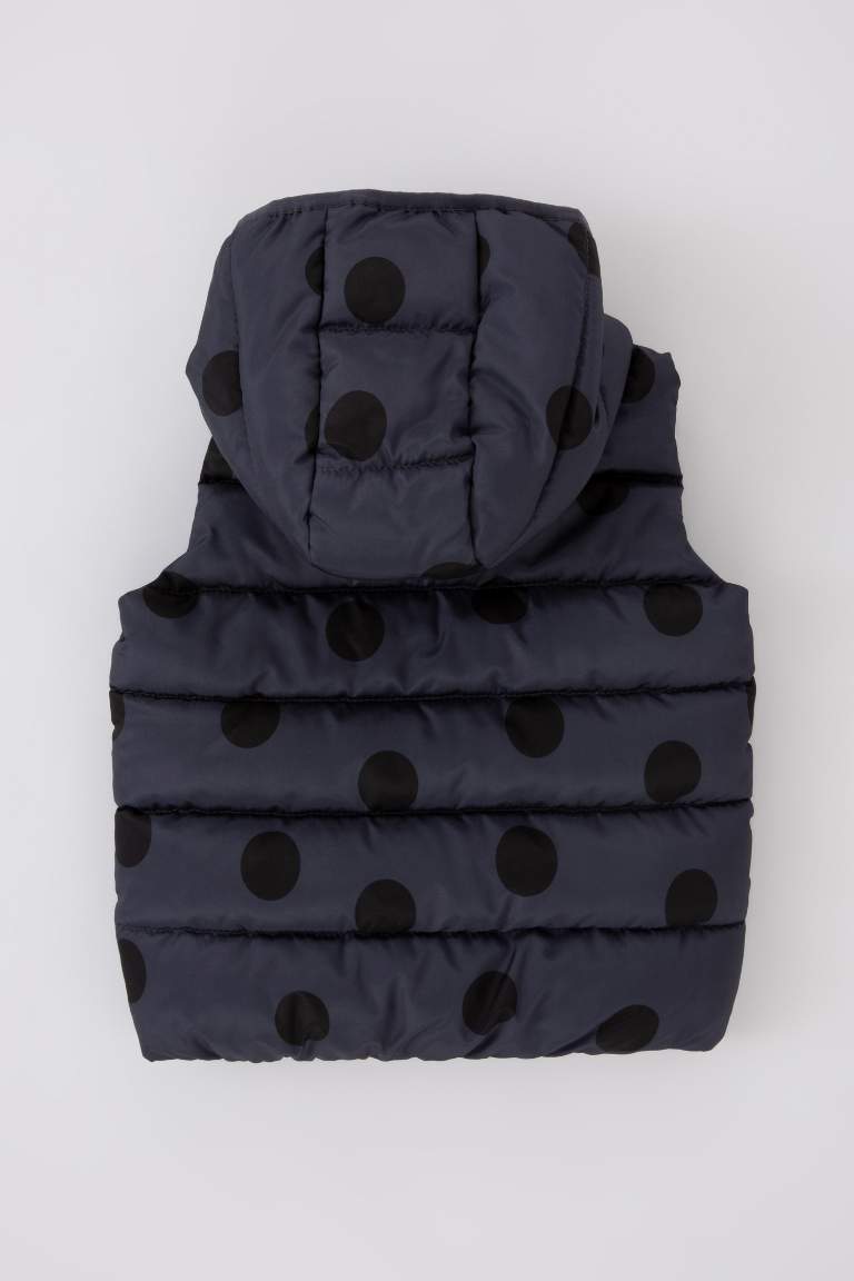 Baby Girl Hooded Patterned Puffer Vest