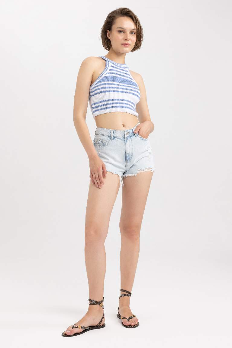 High waist Cut Ended Trousers Shorts