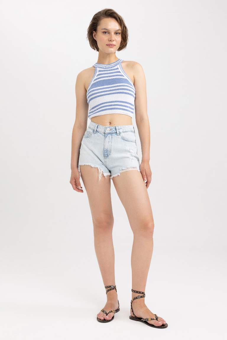 High waist Cut Ended Trousers Shorts