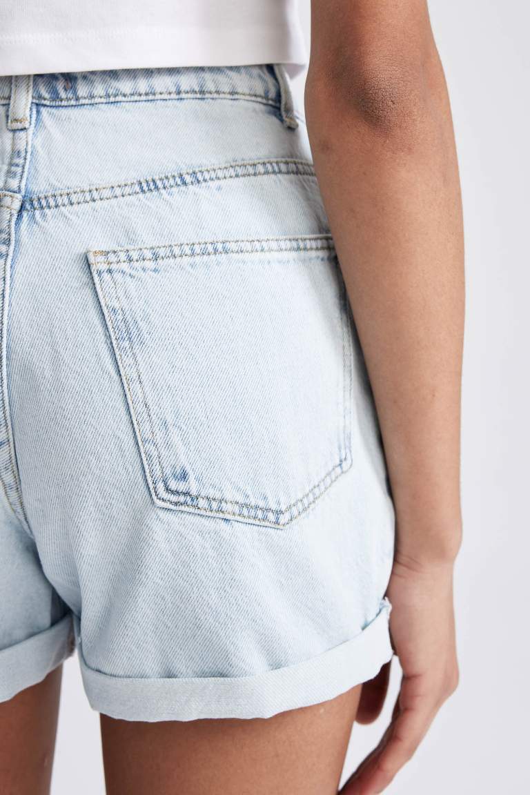 Short Mom en jean Taille haute