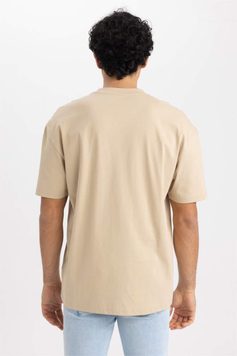 Beige MAN Comfort Fit Crew Neck Printed T-Shirt 2785449 | DeFacto