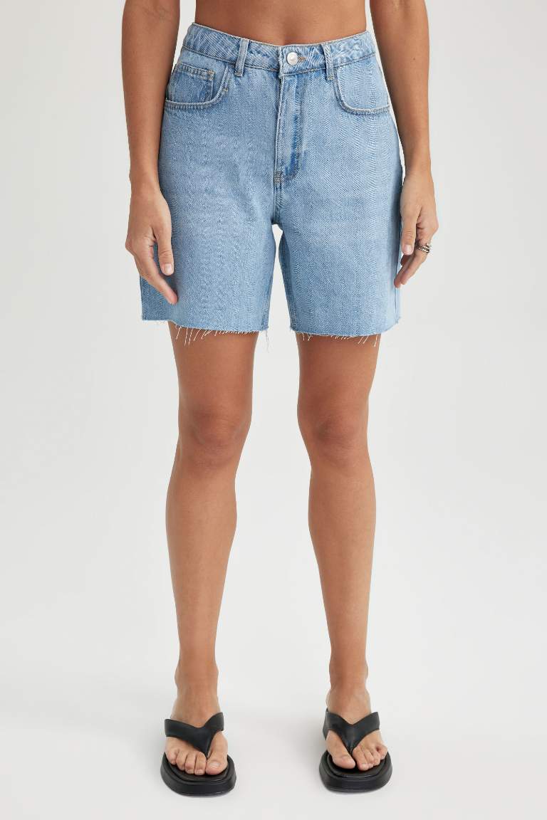 Short Bermuda en jean Taille haute