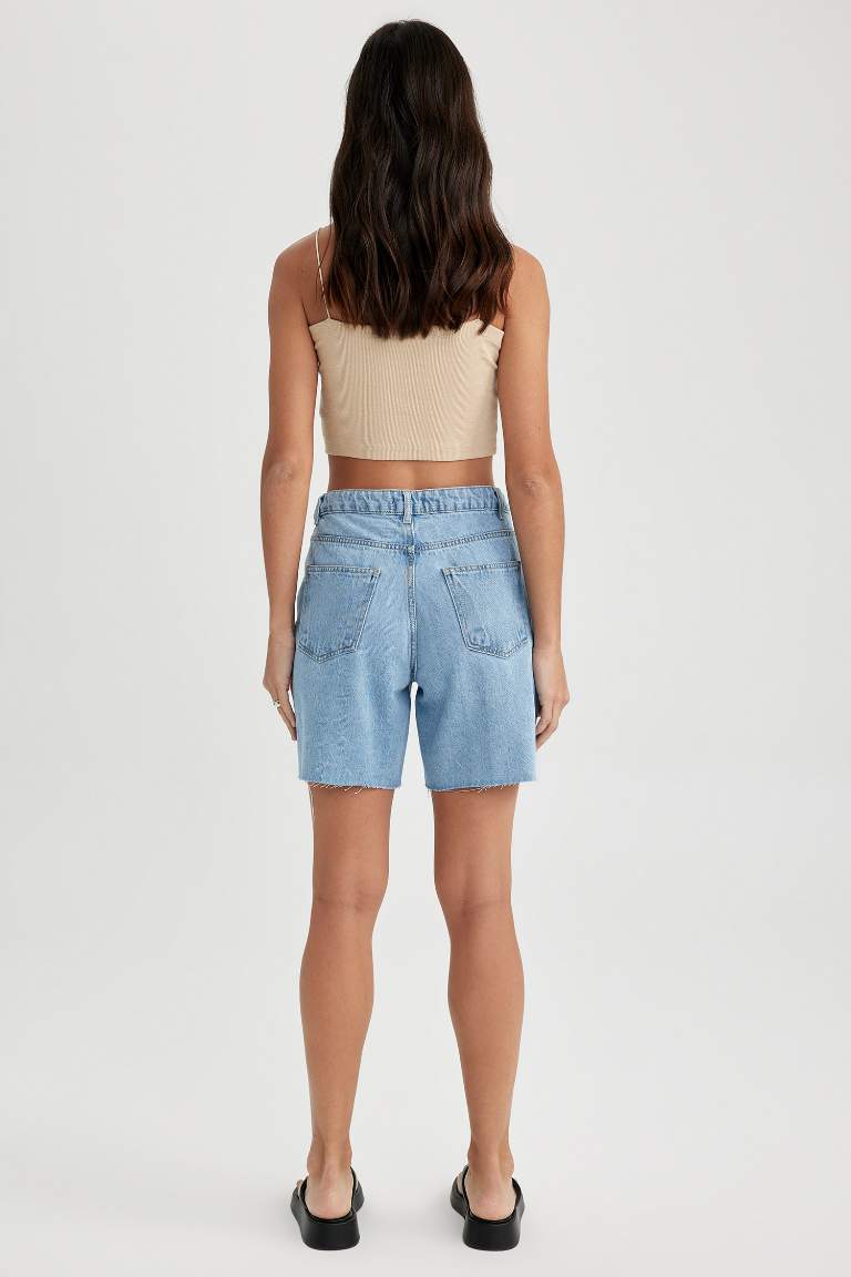 Short Bermuda en jean Taille haute