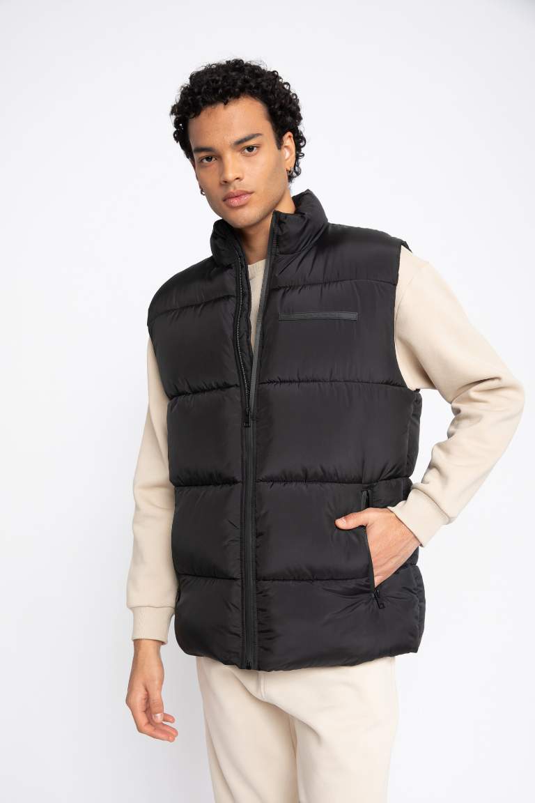 Slim Fit Dik Yaka Şişme Yelek