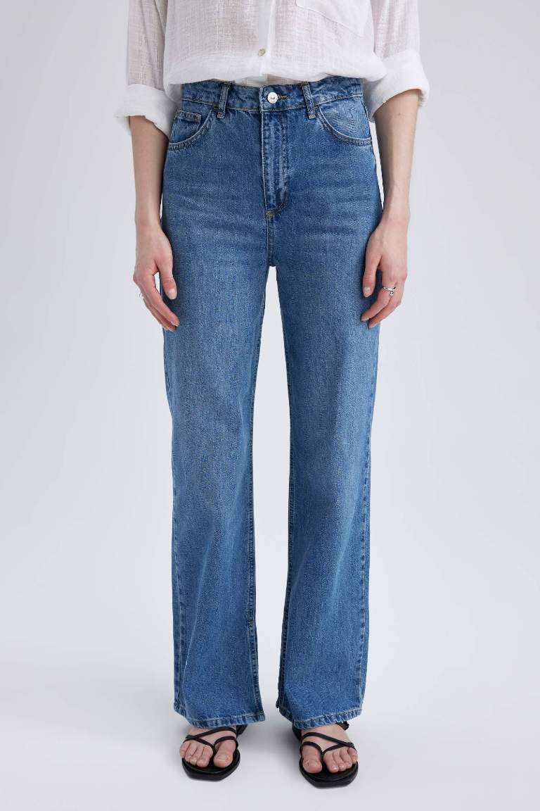 90's Wide Leg Slit Jeans
