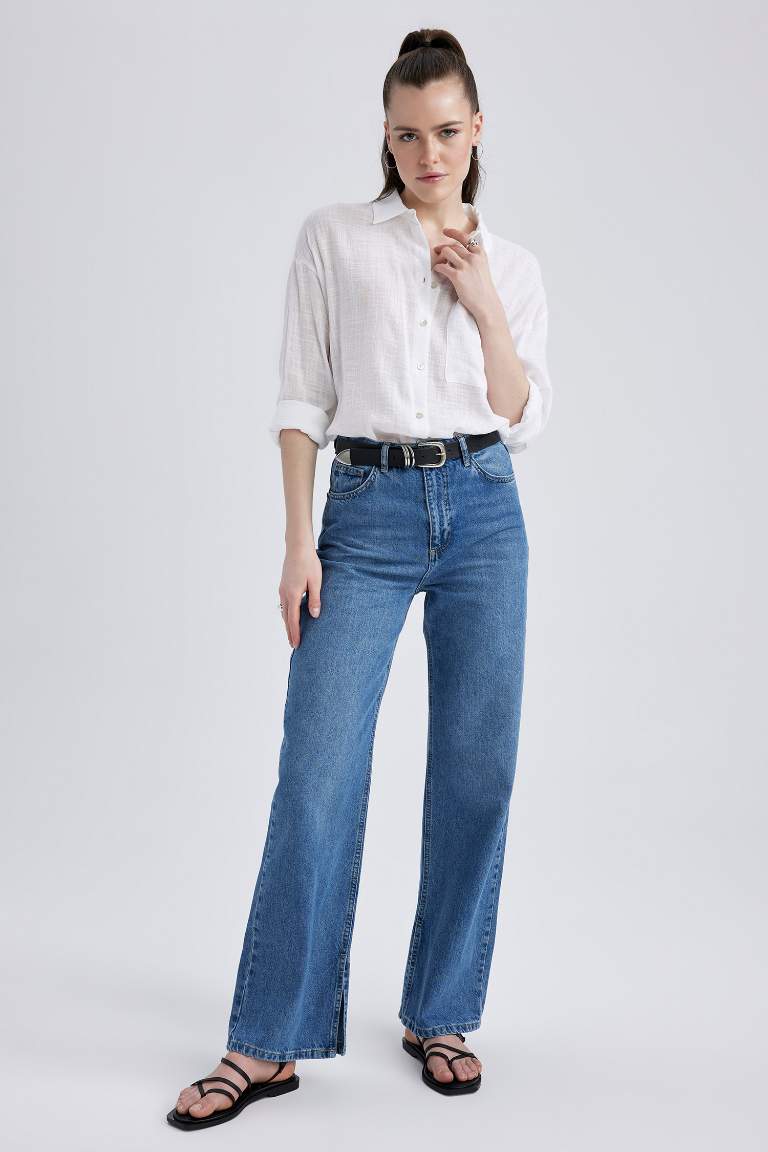 90's Wide Leg Slit Jeans