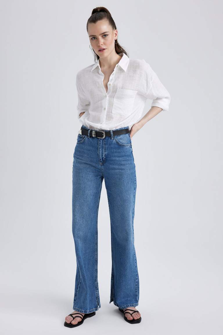 90's Wide Leg Slit Jeans
