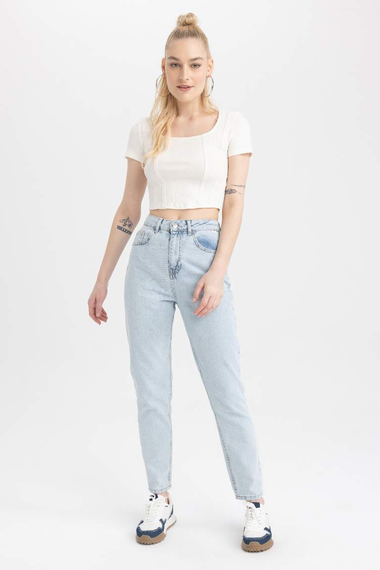 Mom Fit Jean Ankle Length  Cotton Trousers