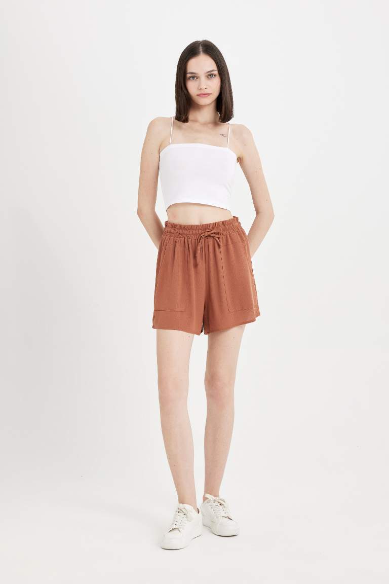 Regular Fit Regular Waist Straight Leg Crinkle Shorts