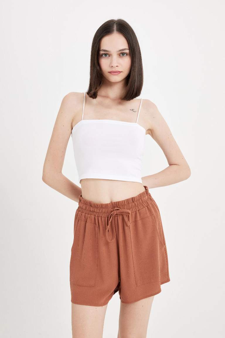 Regular Fit Regular Waist Straight Leg Crinkle Shorts