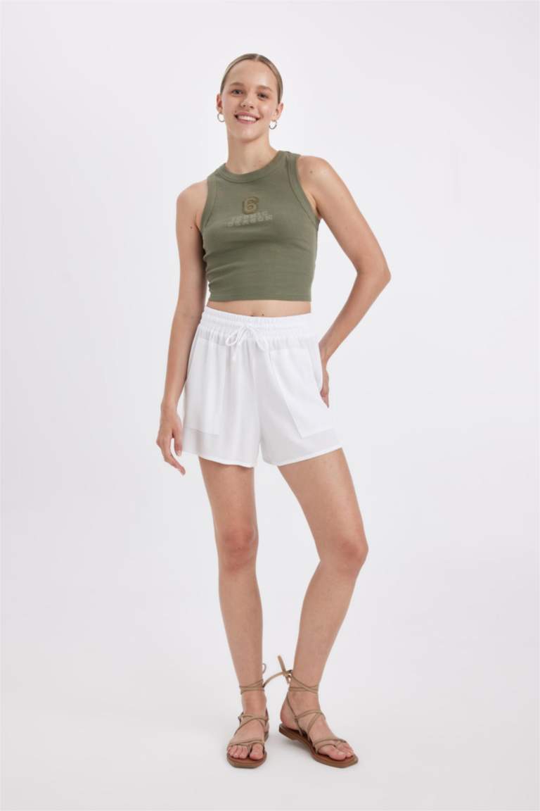 Regular Fit Regular Waist Straight Leg Crinkle Shorts