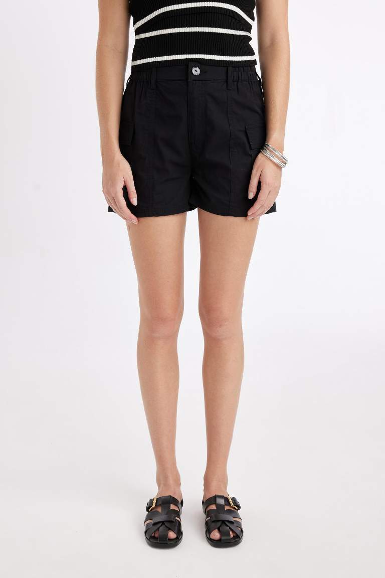 Regular Fit Normal Bel Kısa Paça Poplin Şort