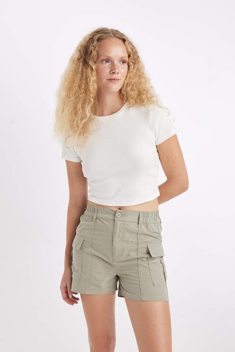 Regular Fit Normal Bel Kısa Paça Poplin Şort