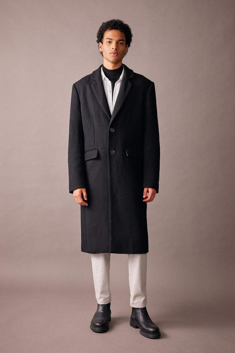 Slim Fit Kaşe Kaban Parka Dar Kesim Astarlı Düğmeli Cepli 
