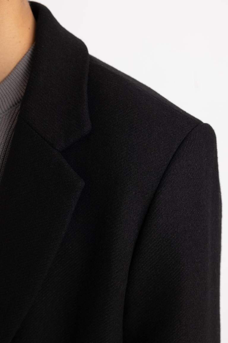 Slim Fit Kaşe Kaban Parka Dar Kesim Astarlı Düğmeli Cepli 