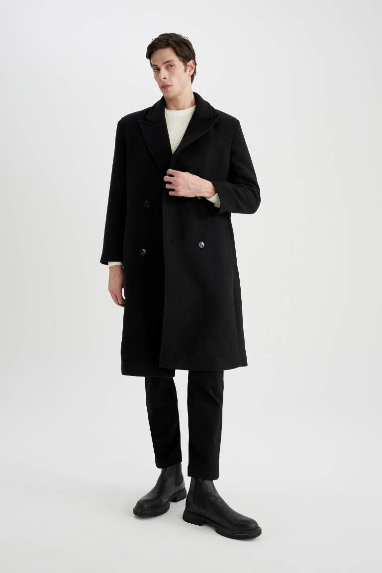 Regular Fit Kaşe Kaban Parka Astarlı Düğmeli Cepli 
