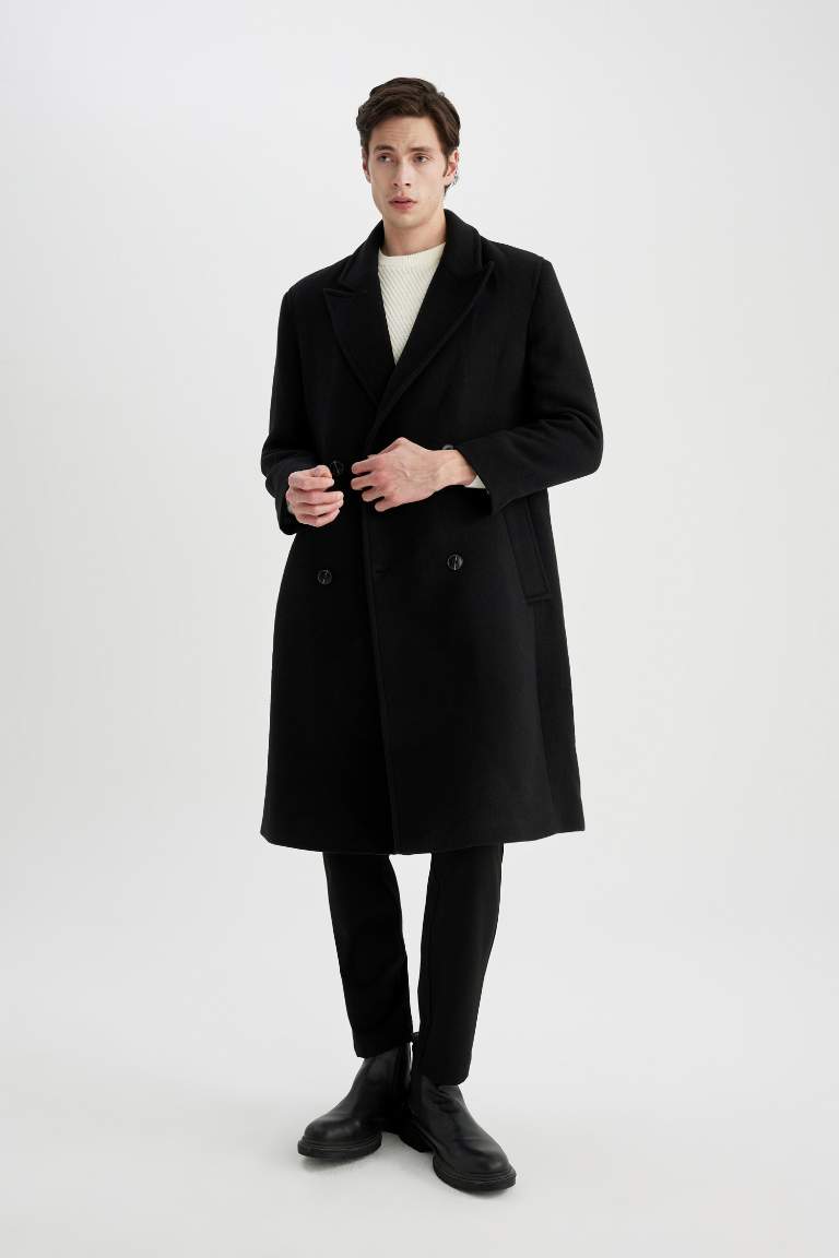 Regular Fit Kaşe Kaban Parka Astarlı Düğmeli Cepli 
