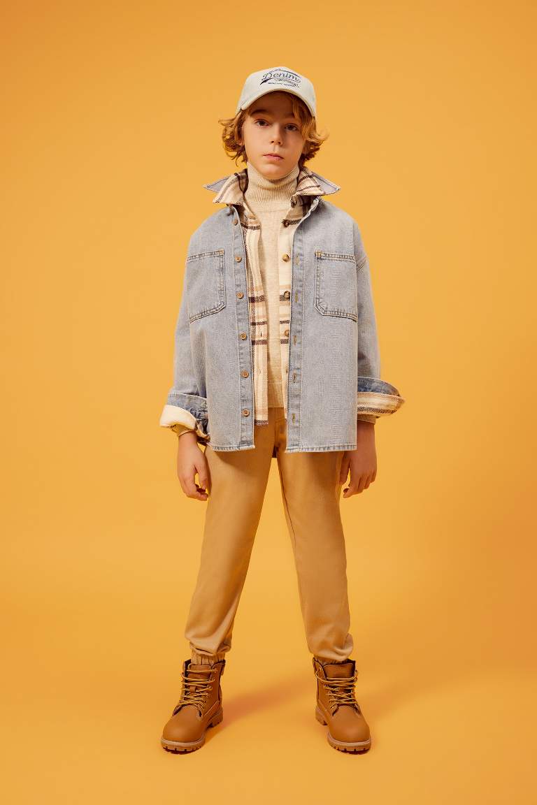 Boy Oversize Fit Long Sleeve Jean Shirt