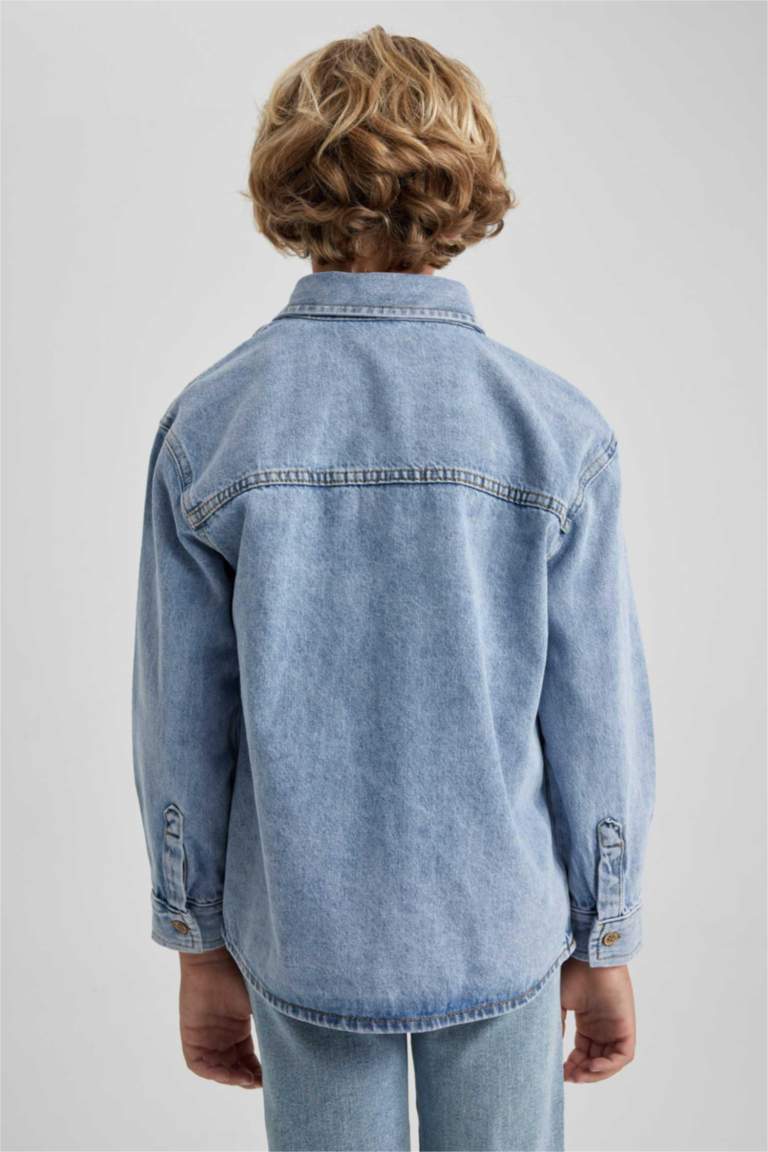 Boy Oversize Fit Long Sleeve Jean Shirt