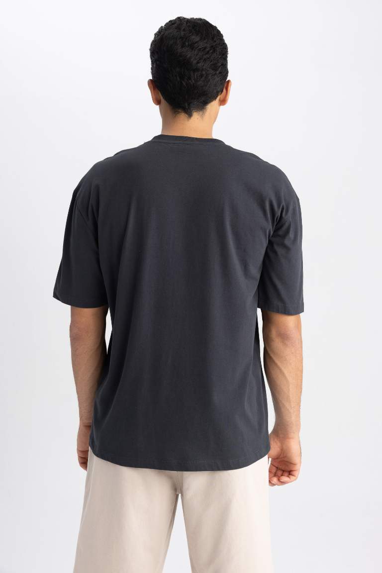 DeFactoFit NBA Brooklyn Nets Oversize Fit Bisiklet Yaka Baskılı %100 Kısa Kollu Pamuk Tişört